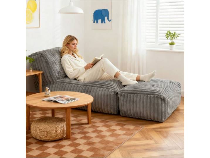 Canapé modulable chaise lounge convertible canapé-lit 160x80x99 cm gris clair flannelette relaxation JOINERY