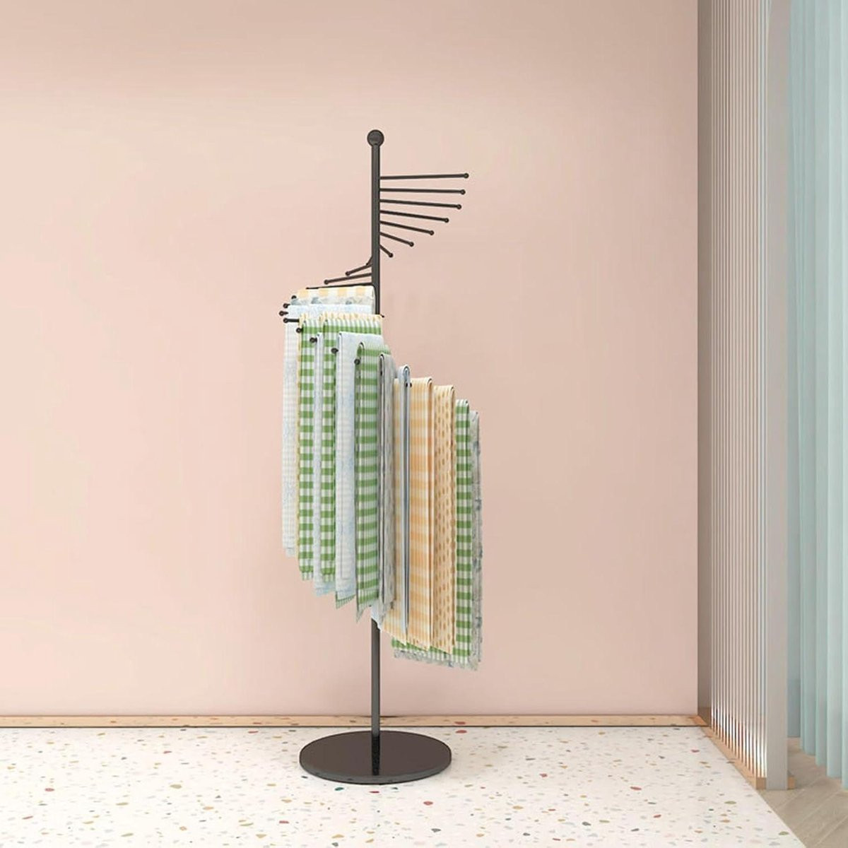 Draaibaar Sjaal Display Rek - Zwarte Accessoire Hanger voor Winkelpresentatie - Hoogte: 150 cm