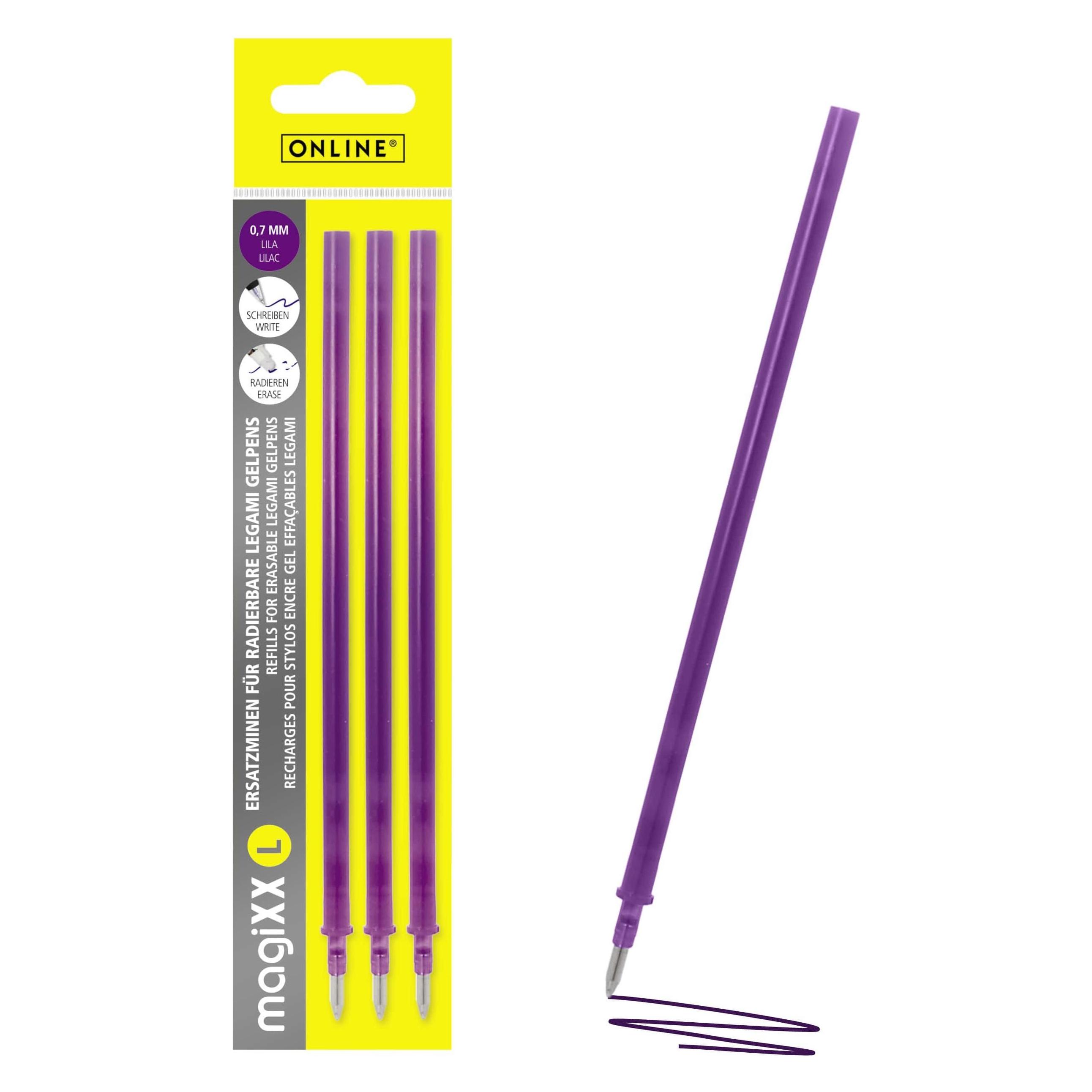 Online 3er Pack Gel-Mine magiXX L radierbar, lila (Lila, 0.70 mm, 3 Stk.) (70141)