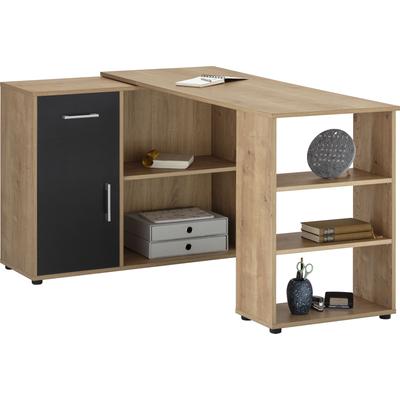 Eckschreibtisch VOGL MÖBELFABRIK "Ecki", schwarz (eiche, schwarz, eiche, eiche), B:137cm H:72cm T:137cm, Tische, Eckschreibtisch, variabel aufstellbarer Ecksschreibtisch