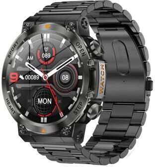 Inspired Deals AK61 Bluetooth Smart Watch With BT Calling Fitness Tracker And Health Monitoring Watch black Steel