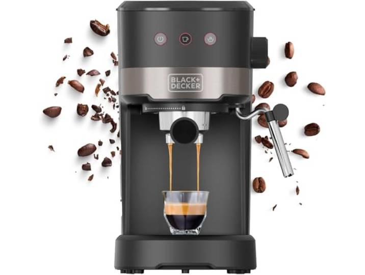 BLACK+DECKER - Espressomaschine 20 Bar 1100W, 1,4L Tank, Dampf