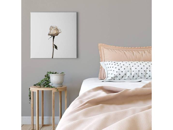 Impression sur toile The White Rose Polyester PVC / Épicéa Rose foncé 50 x 50cm