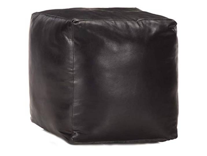 vidaXL Pouf Schwarz 40 x 40 x 40 cm Echtes Ziegenleder