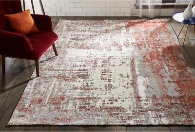 KALATY Rust / Grey Area Rug