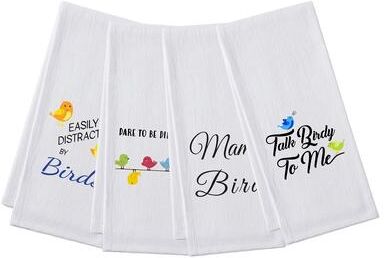 Tierra Garden Tea Towel 4 Pack- Bird Themed Floursack Kitchen Towels