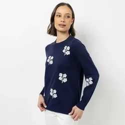 STEFFEN SCHRAUT Pullover Rundhalsausschnitt Blumenstickerei leger weit