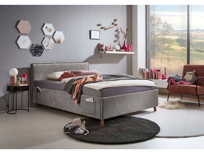 Polsterbett Fun 120 x 200 cm Grau Stoff