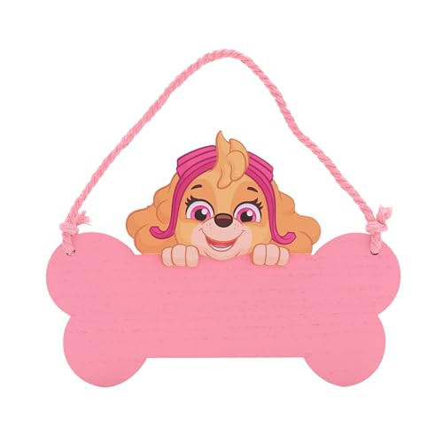 Widdop Paw Patrol Skye houten hangplaquette voor de slaapkamer van kinderen, roze