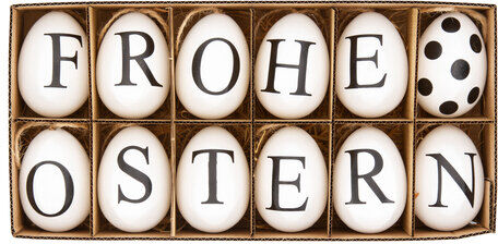 Eier "Frohe Ostern", 6 cm, 12 Stück