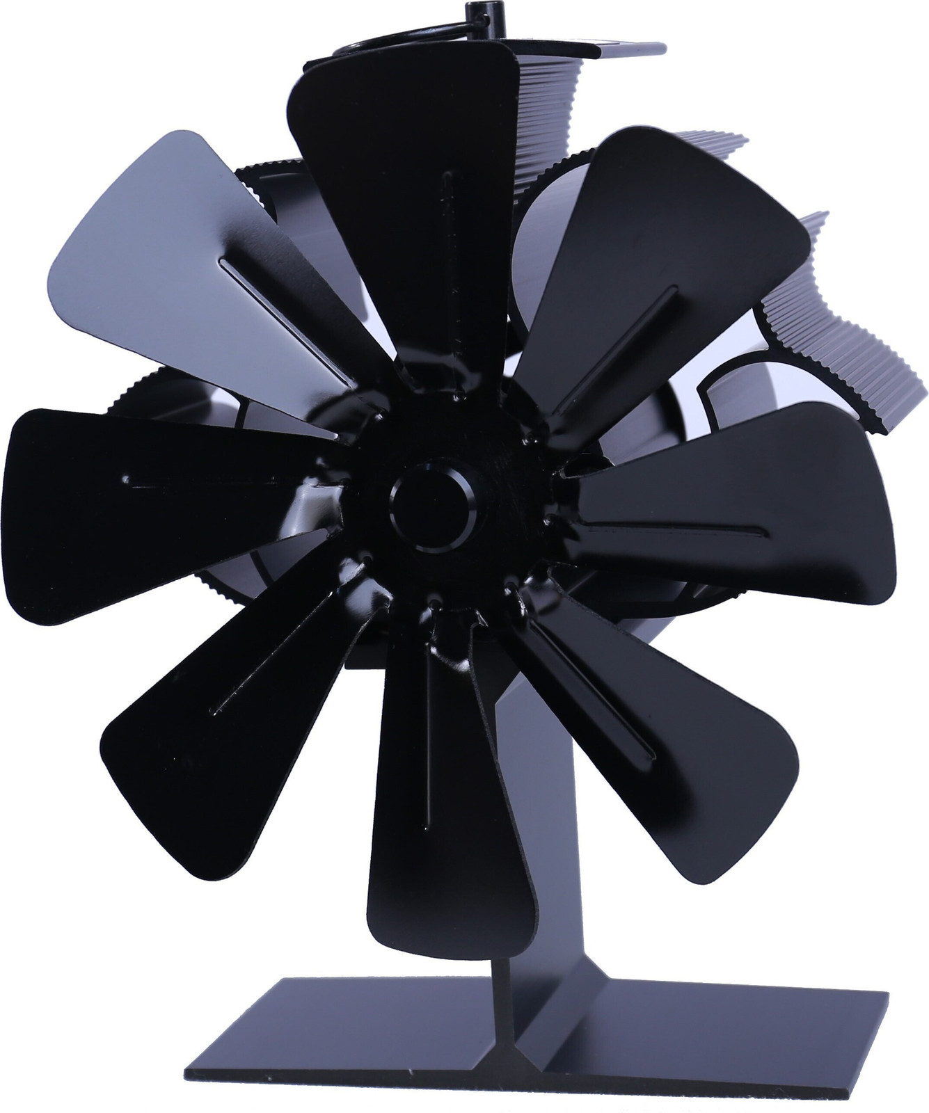 INF Kachelventilator voor betere warmteverdeling, zwart met 8 bladen
