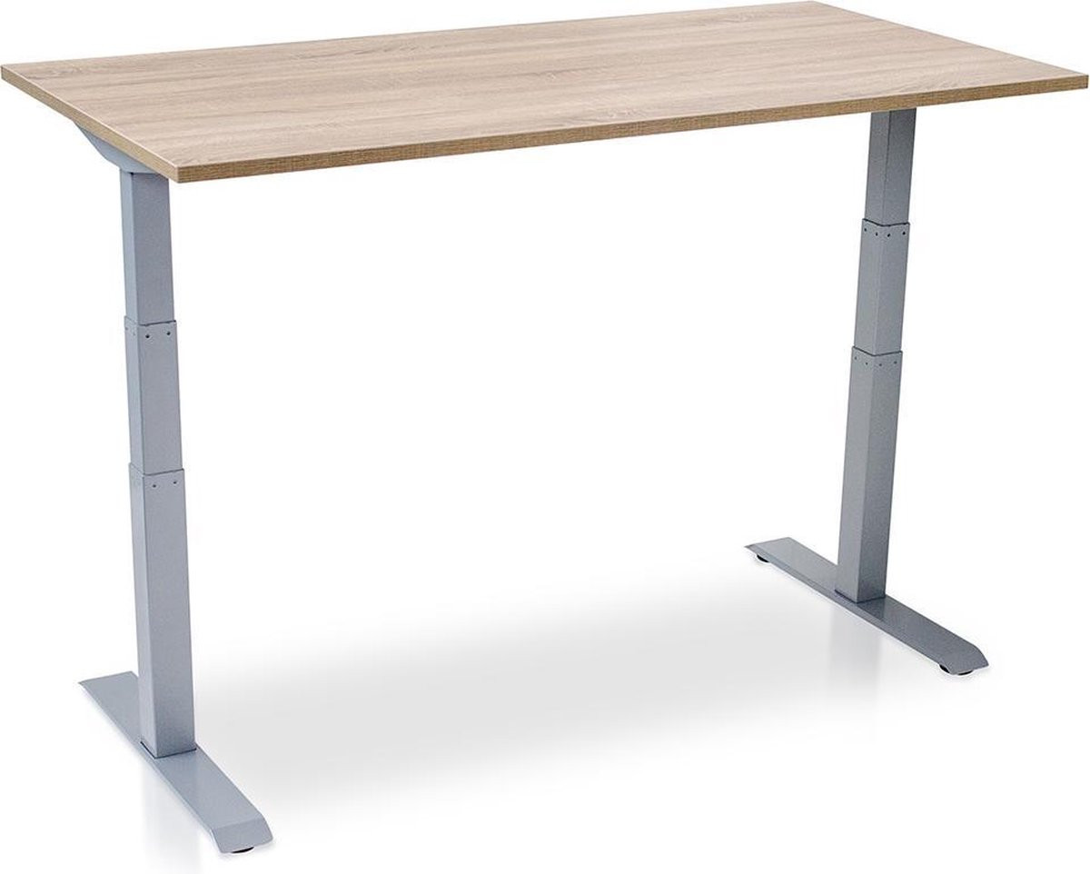 Lineaflex MRC Pro elektrisch verstelbaar zit-sta bureau met aluminium frame en eiken blad, B: 120 cm, D: 80 cm
