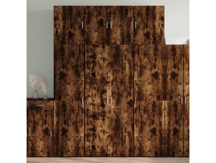 Highboard Räuchereiche 80x42,5x249 cm Holzwerkstoff Schrank mit Türen Mit Wandhalterung zur Kippsicherung, Griffe erleichtern die Handhabung, glatte Oberfläche leicht zu reinigen