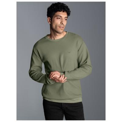 Sweatshirt TRIGEMA "TRIGEMA Sweatshirt in Waffeloptik", Herren, Gr. XL, salbei, Piqué, 100% Baumwolle, Rundhals, Sweatshirts Sweatshirt