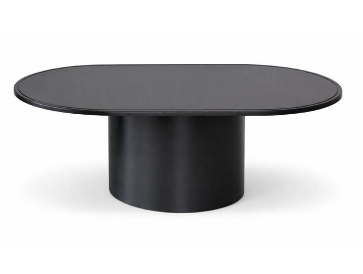 JVmoebel Couchtisch Mittlerer Tisch Schwarz Moderner Metallgestell Metallplatte Oval Neu, Made in Europa