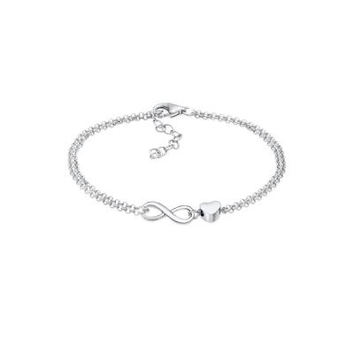 Armband ELLI "Herz Unendlichkeit Infinity 925 Silber", silber, Armbänder, Damen, 16cm, ohne Stein, Silber 925 (Sterlingsilber), Armband