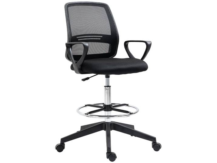 Vinsetto Arbeitsstuhl Ergonomischer Drehstuhl Bürostuhl höhenverstellbar Schwarz