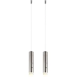 2er Set LED Hängelampe Pendelleuchte Esszimmerleuchte Taschenlampe Touchdimmer Silber Metall H 120 cm