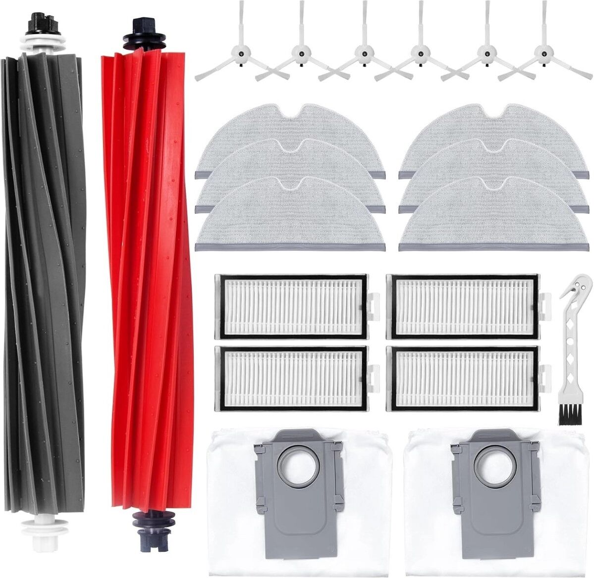 INF 21-teiliges Ersatzteil-Set für Saugroboter, Silikon/ABS/Nylon/Vliesstoff, kompatibel mit Roborock Q5 Pro / Q5 Pro+ / Q5