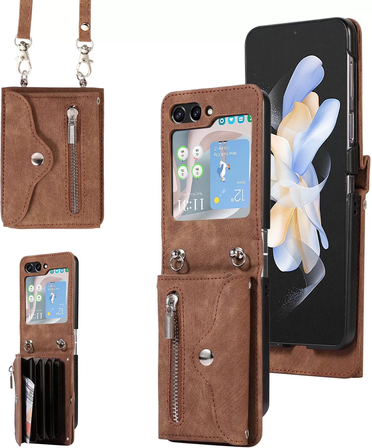 INF Retro Crossbody Handyhülle für Samsung Z Flip 3 mit Kartenfach