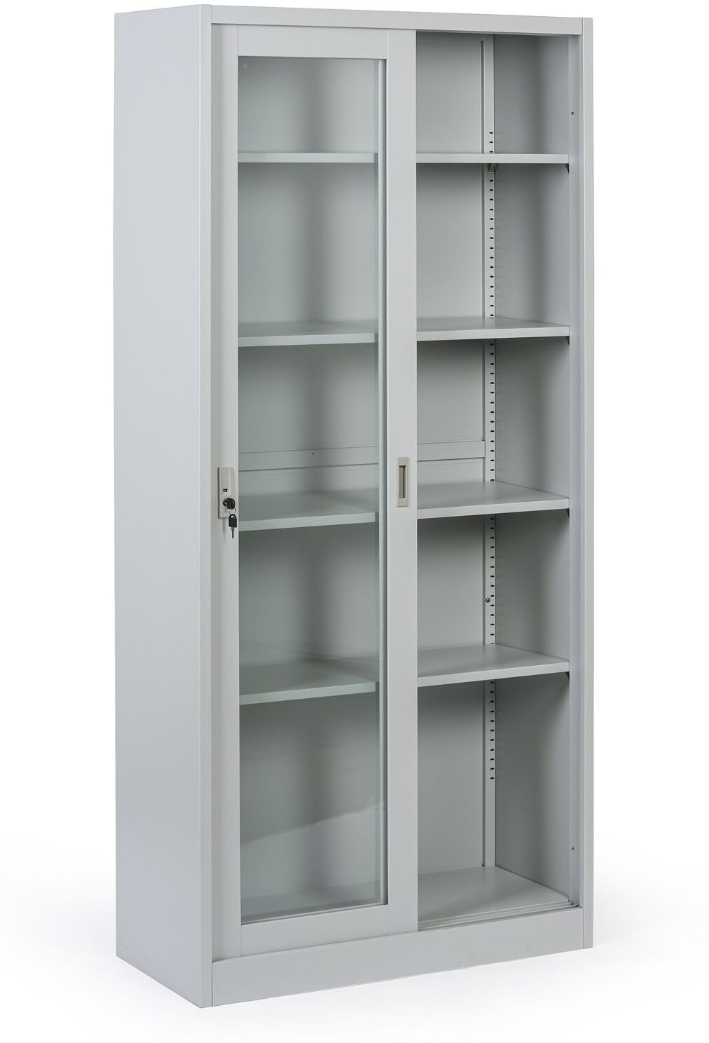 B2B Partner Metallregalschrank mit Glas Schiebetür Tür, zerlegt, 900 x 1950 x 400 mm
