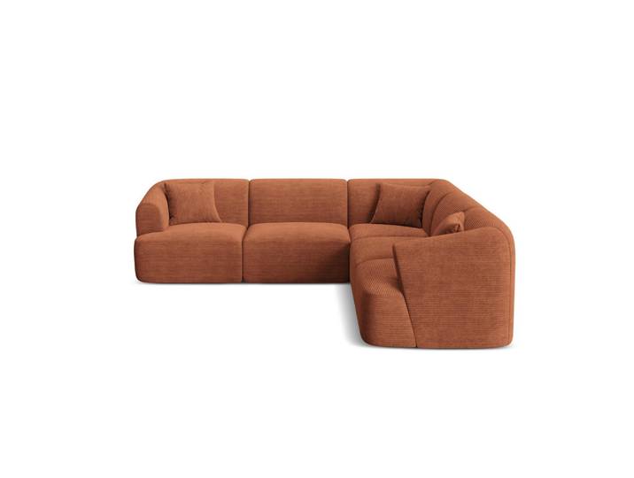 Cosmopolitan Design Symmetrisches-Modulares-Ecksofa Campi aus Cord terrakotta 6 Sitzplätze, Terracotta, 255x255 cm, Wohnzimmer, Sofas & Couches, Wohnlandschaften, Ecksofas