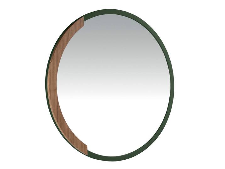 Angel Cerda Runder Wandspiegel, grüner MDF-Rahmen, 80 cm, Walnussfarben, Grün, Holz, Altholz, Essen/Getränk, Rund, 80x4x80 cm, Spiegel, Wandspiegel