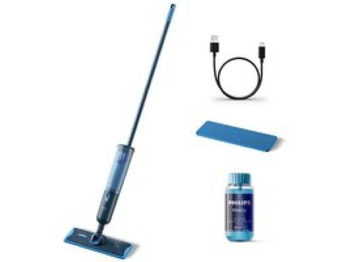 Balai serpillère électrique - PHILIPS - OneUp XV3101/01 - Sans fil rechargeable - Nettoyage humide - Bleu