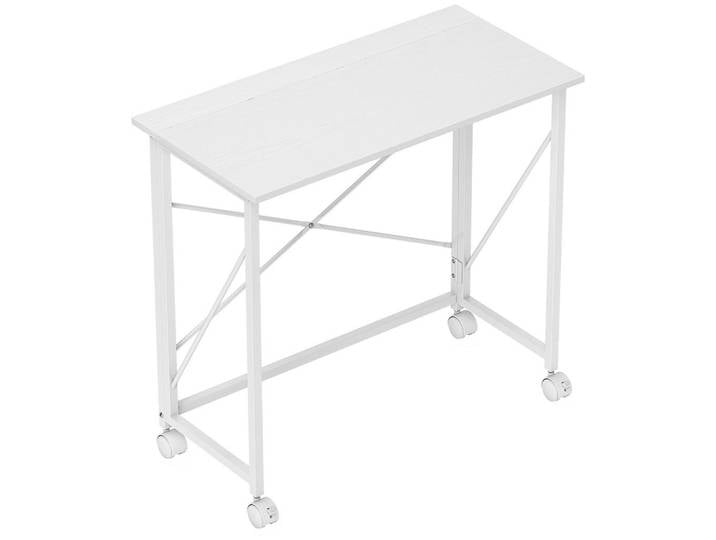 Homcom Schreibtisch aus MDF Stahl Weiß, Holzwerkstoff, 40x75x80 cm, Büromöbel, Schreibtische, Bürotische