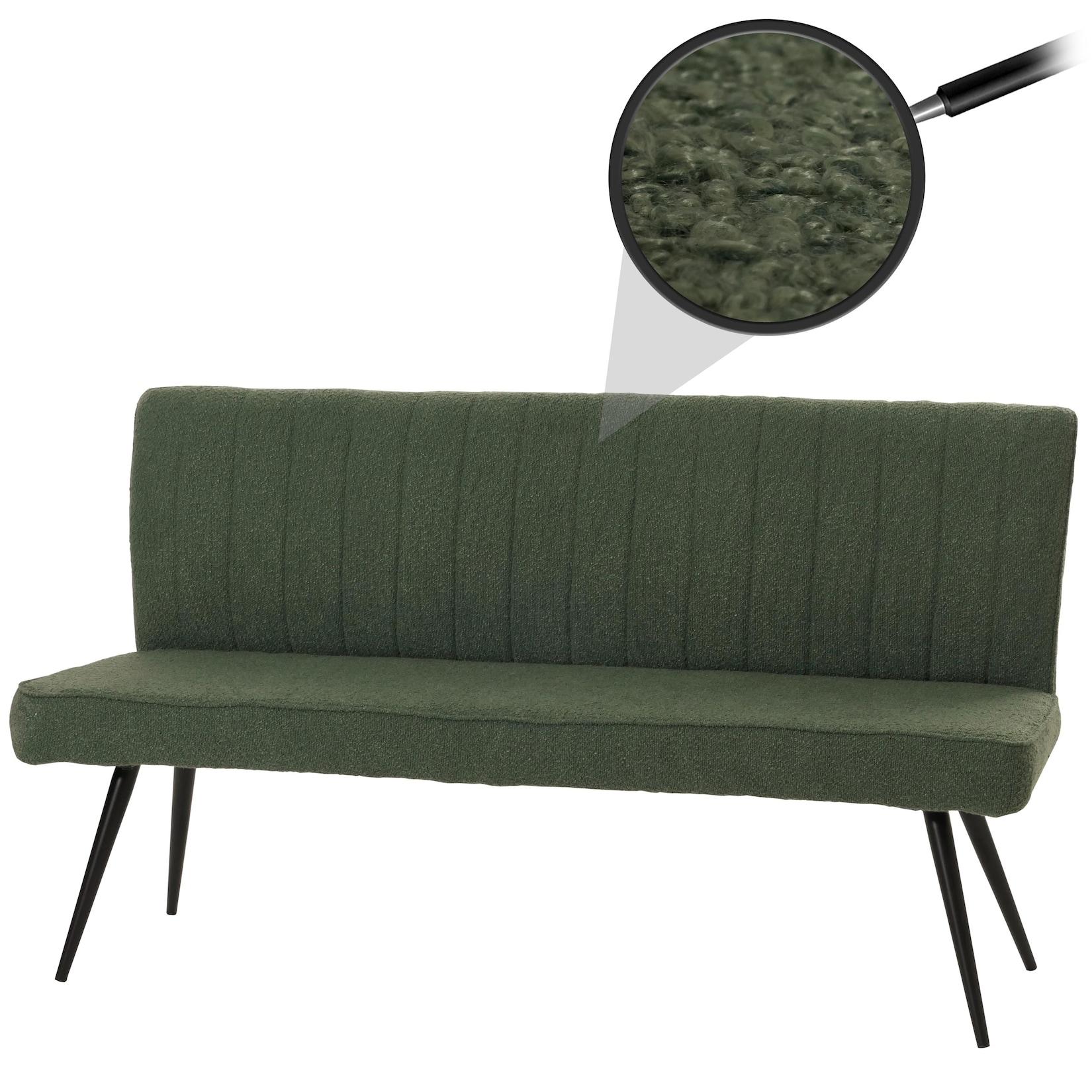 Sitzbank MCW-K16, Esszimmerbank Bank Polsterbank, Rückenlehne Stoff/Textil Bouclé Metall 160cm ~ grün