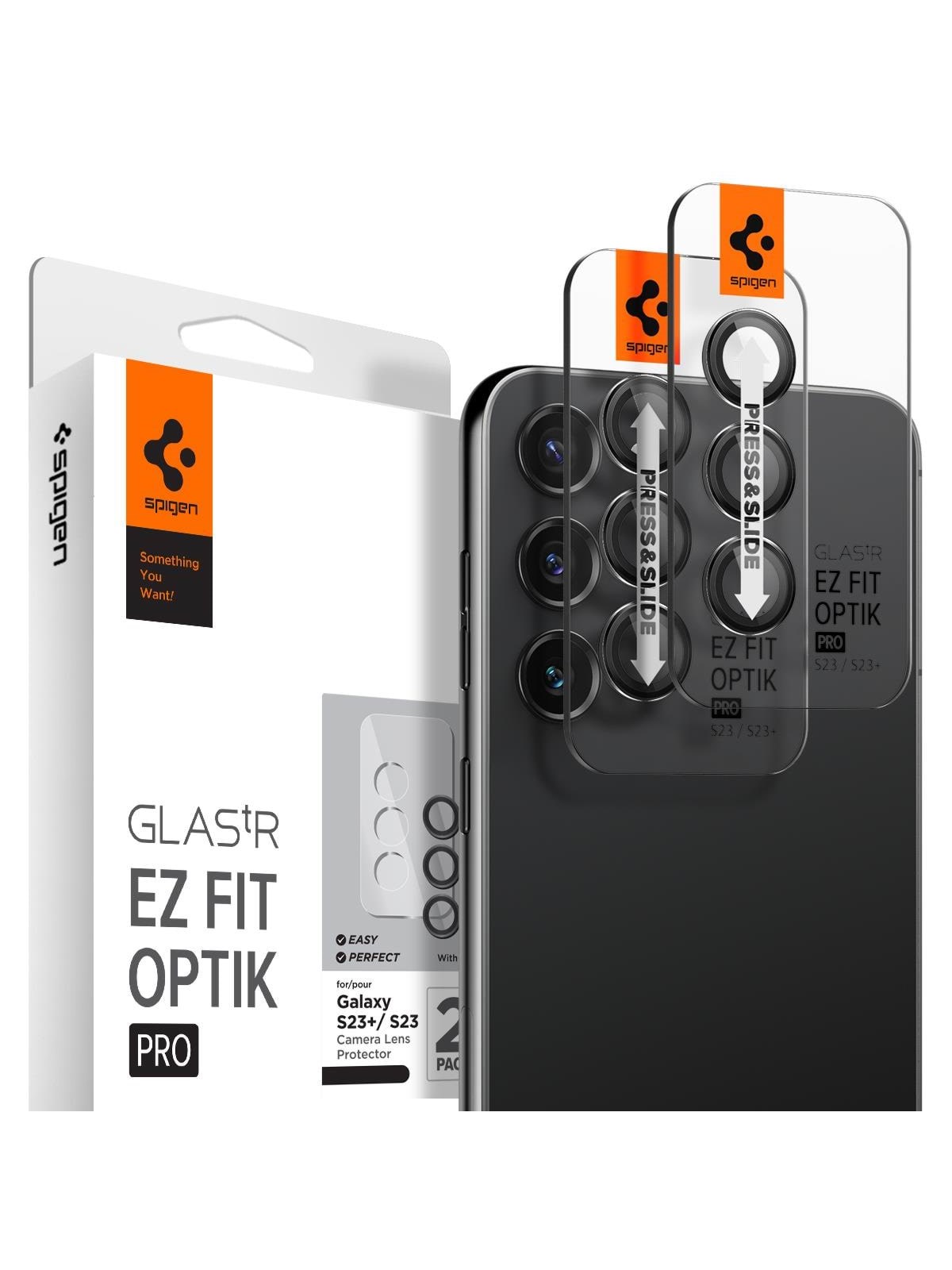 Spigen Glass EZ Fit Optik Pro 2 Pack - black - Samsung Galaxy S23/Galaxy S23+/Galaxy S24