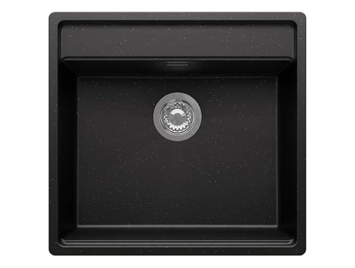 PRIMAGRAN Unterbauspüle ab 60er Unterschrank + Ablauf-Set, 56x53cm Set: Ablauf-Set (Siphon, Ablaufgarnitur, Überlauf) + Spülbecken 1 Becken - Bergen Low Cut Top, Schwarz Metallic