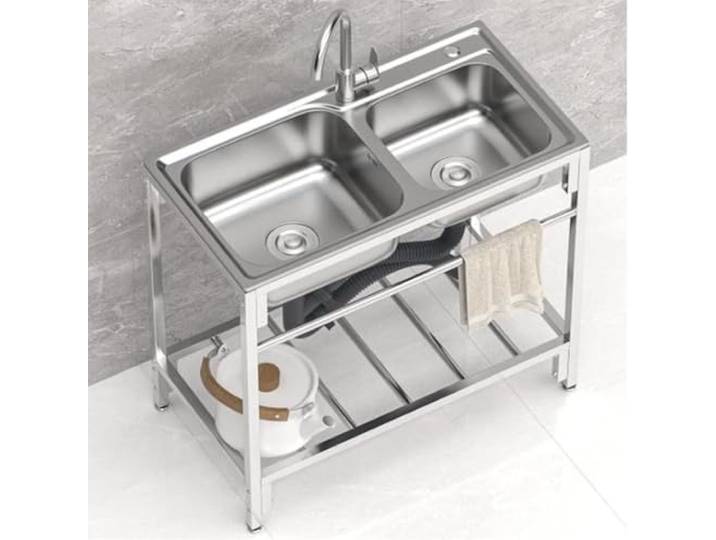 Küchenspüle Ausgussbecken Edelstahlspüle Doppelwaschbecken Innen Freien Multifunktionsspüle Mit Wasserhahn Und Ablassvorrichtung Gewerbespüle Arbeitsbecken Utility Sink