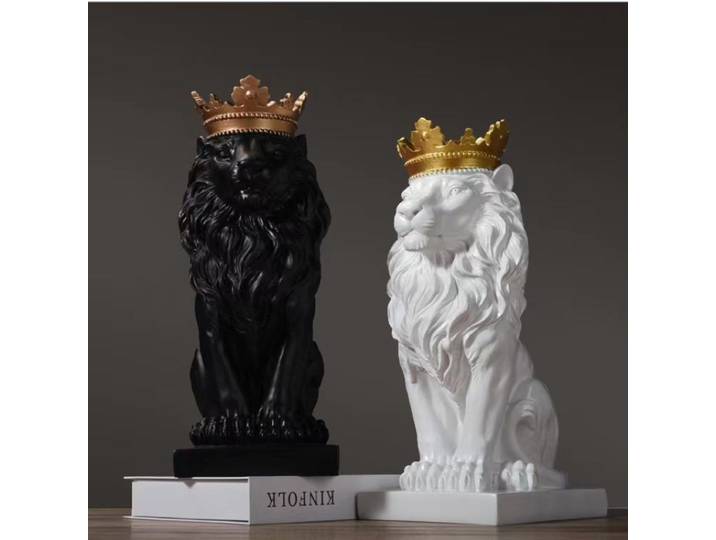 Figurines d'animaux Lion en résine, couronne de Lions, œuvre d'art faite à la main, cadeau, décoration de maison, de bureau, ornement, salon, bureau, décoration de maison