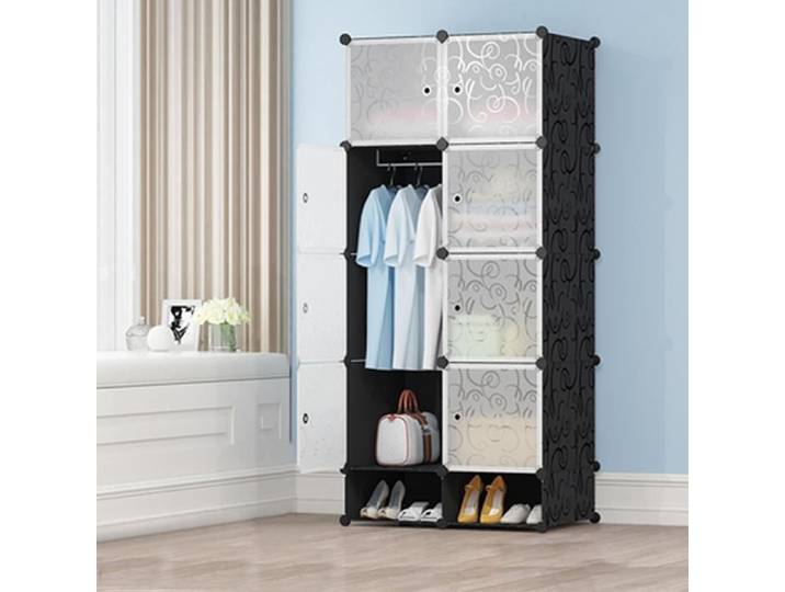 Étagère de Rangement en Plastique - HSTURYZ - Armoire pour Vetement - Noir - 37 cm - DIY