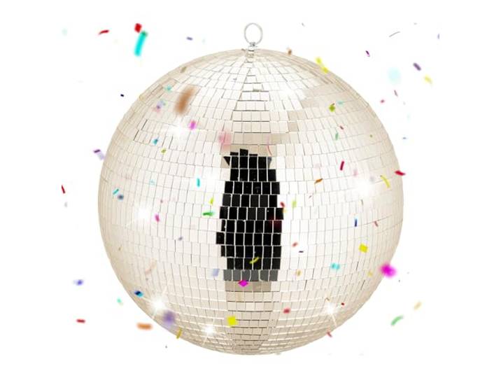 Relaxdays Boule Disco\, Ø 40 cm\, Boule décorative à Suspendre\, Boule de fête avec œillet\, Boule Disco\, Champagne