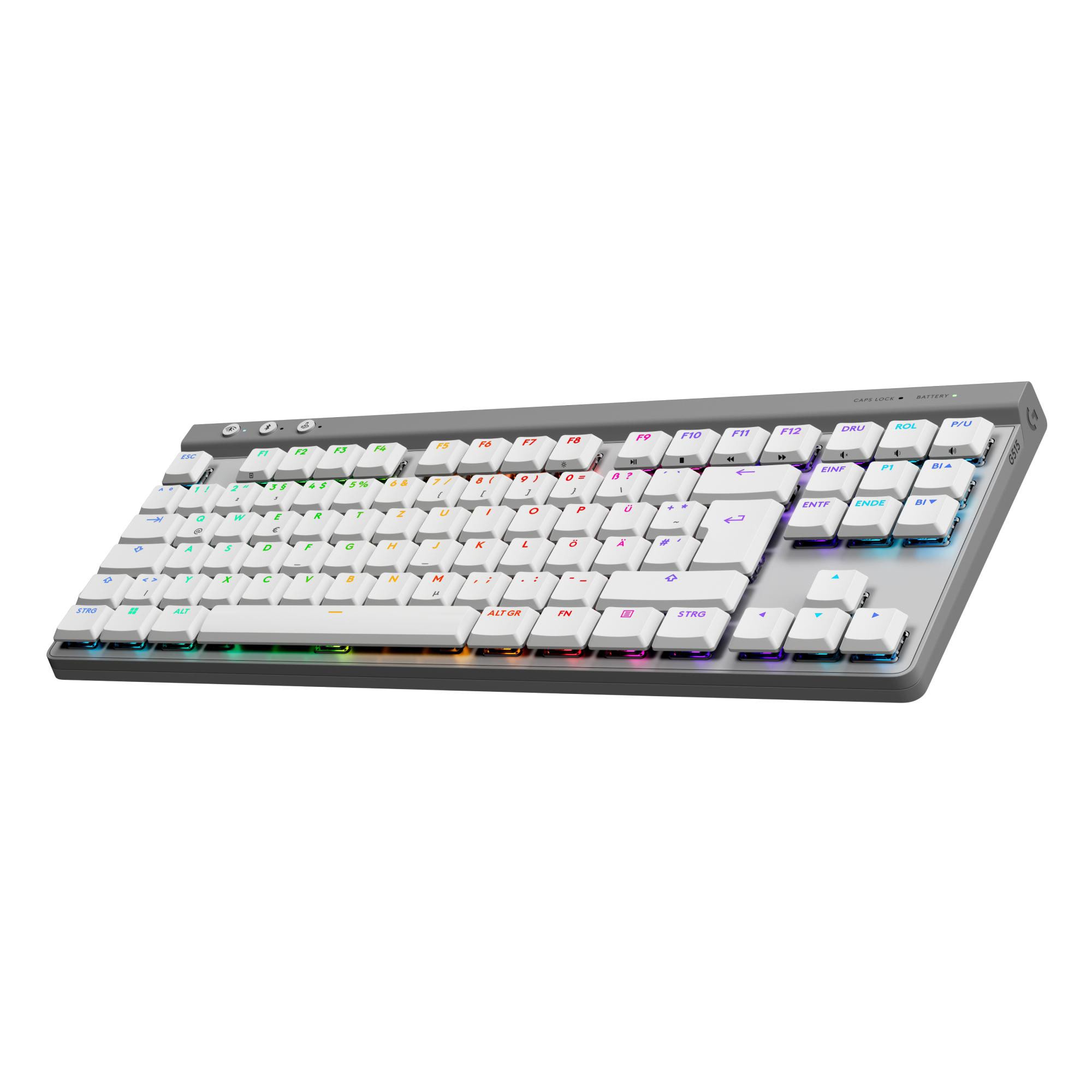 Logitech Gaming Logitech G515 Lightspeed TKL, Tactile-Switches, Weiß - Kabellose Gaming Tastatur 920-012543