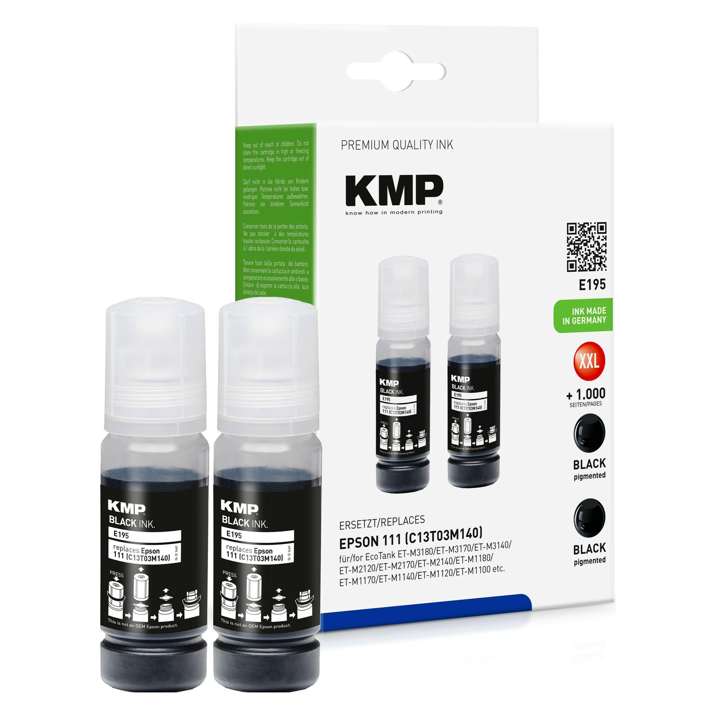 KMP DOUBLEPACK E195 - 2er-Pack - 70 ml  - Nachfülltinte (Alternative zu: (BK) (1649,0001)