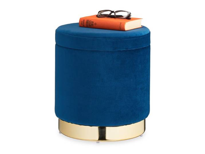 Relaxdays Pouf coiffeuse bleu espace de rangement