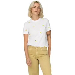Only T-Shirt Ketty in Weiß mit Zitronenmuster-XL