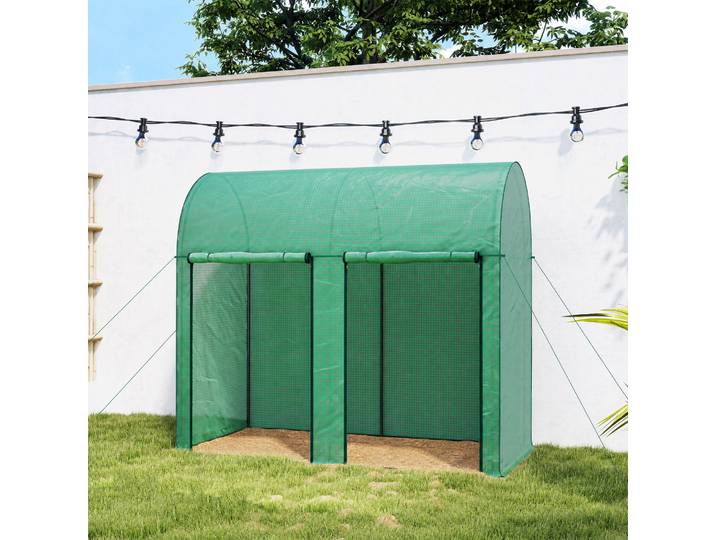 Outsunny Serre 2m² Acier PE Anti-UV 2 Portes Vert
