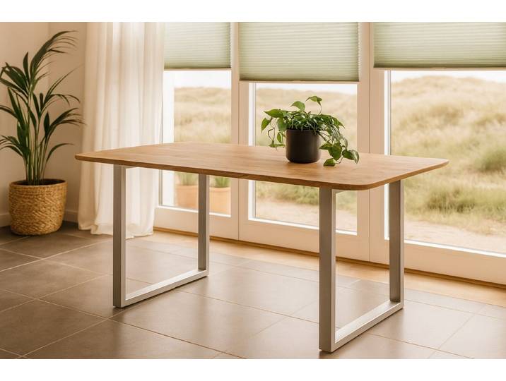 SAM® Esstisch Lola, Eichenholz, Schweizer Kante, verschiedene Metallgestelle