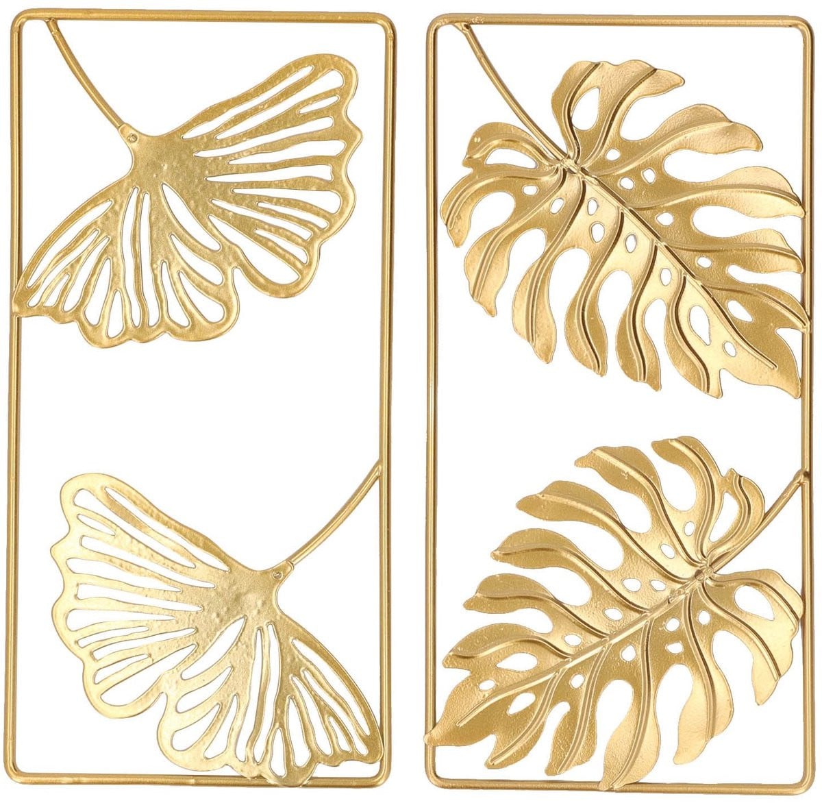 Dailygoods Ginkgo Blad Wanddecoratie - Gouden Metalen Sculptuur