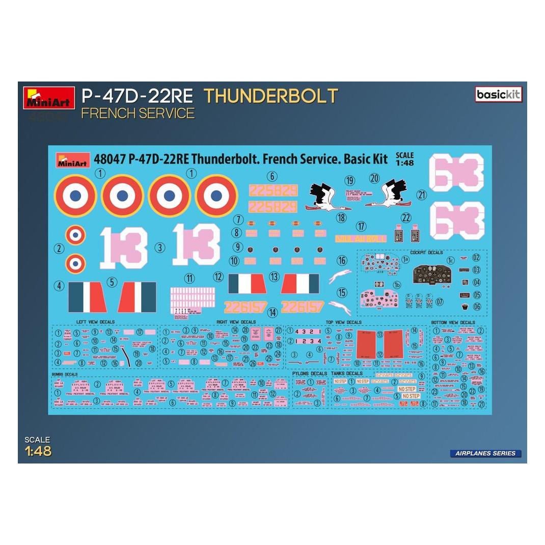 Mini art P-47D-22RE Thunderbolt. French Service. Basic Kit (48047)