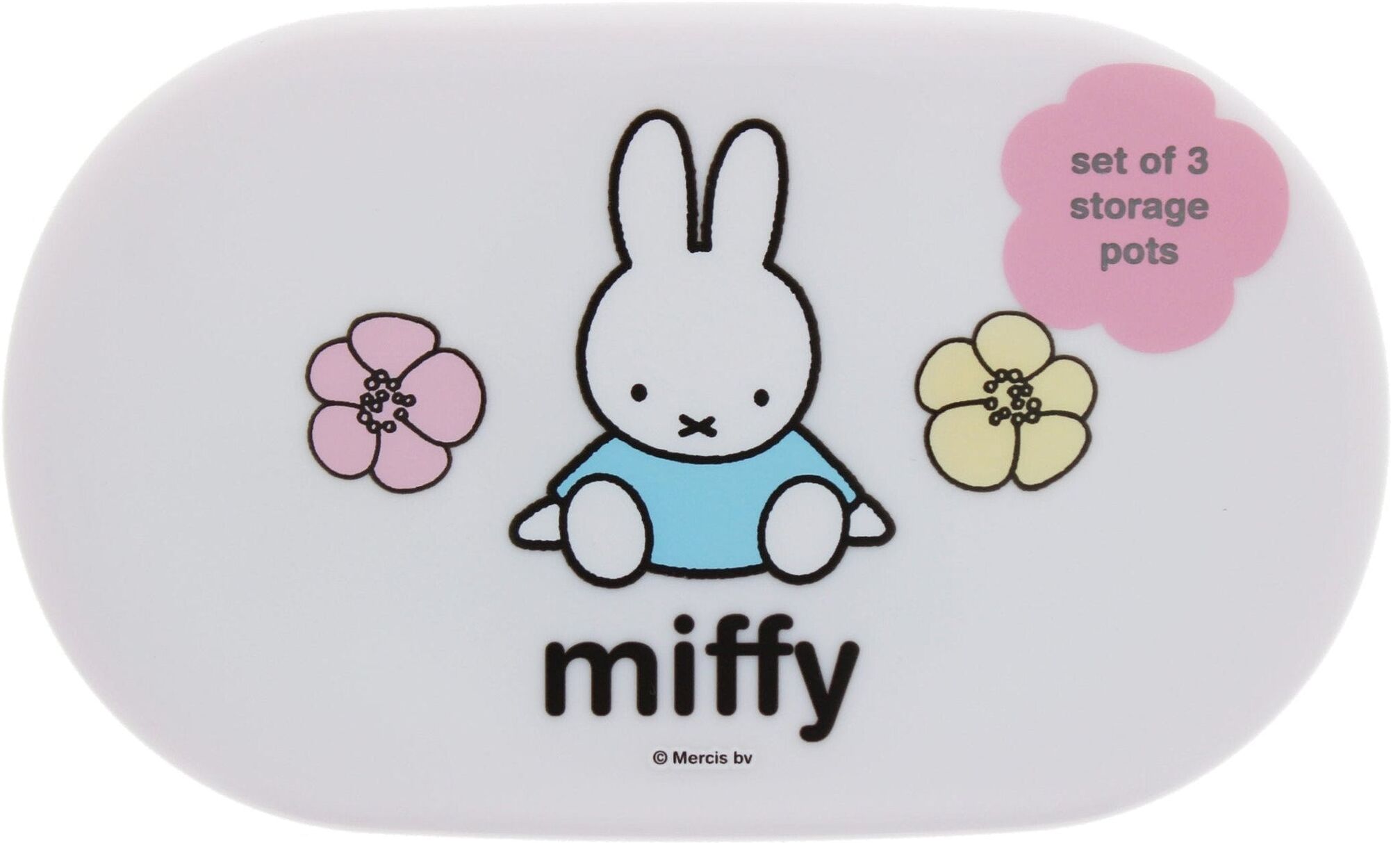 Blueprint Miffy Buttercup Storage Pots Set of 3, Pastel Pink/Blue/Yellow, 3 Different-Sized Containers, Home Organisation, for Kids and Collectors