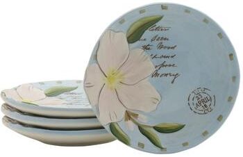 Fitz and Floyd Set of 4 Toulouse Appetizer Plates, 5 Inch, Blue - 4-Appetizer Plates