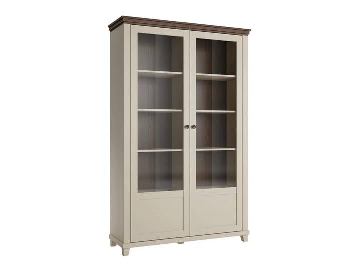 Petits-meubles Vitrine Martin Beige und Holz, Holzwerkstoff, 126.1x200x42 cm, Esszimmer, Vitrinen, Vitrinenschränke