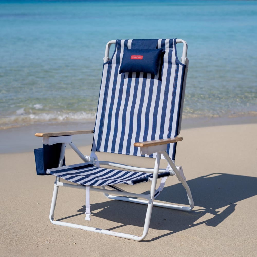 Flamingueo Chaise plage inclinable 5 positions aluminium bleu Bleu 66x100x69cm