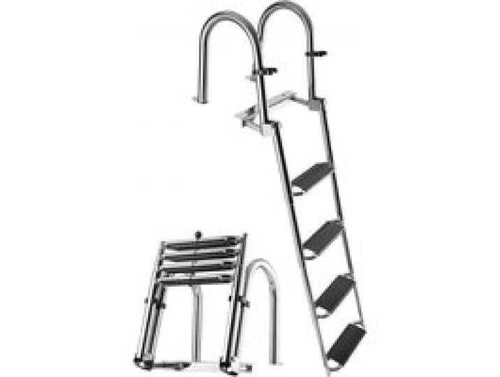 VEVOR Échelle de Bateau 4 Marches en Acier Inoxydable, Échelle de Baignade Télescopique et Pliante avec Mains Courantes pour Bateau Hors-Bord, Ponton et Yacht, Charge 272,16 kg, Marches Antidérapantes