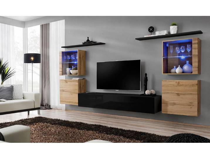 Xlmoebel Wohnwand Designer Luxus Wohnzimmer Einrichtung mit Sideboard Modern, (7-St), Made in Europa